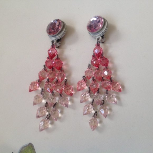 Unbranded Jewelry - Vintage Faux Crystal Clip Back Cascading Earrings
